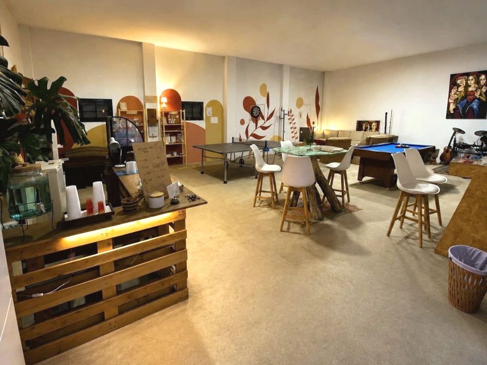 The bar corner of the common room