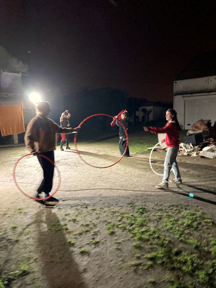 Hoops in the yard after dark