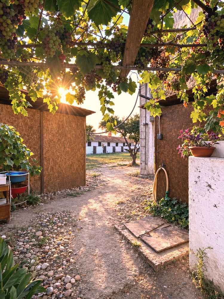 A golden welcome at the garden gate