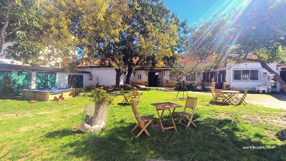 Tables on the sunny lawn