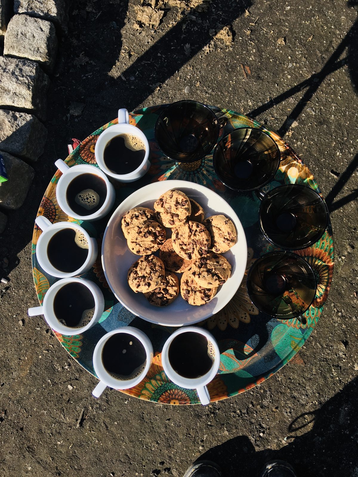Coffee and biscuits on the table