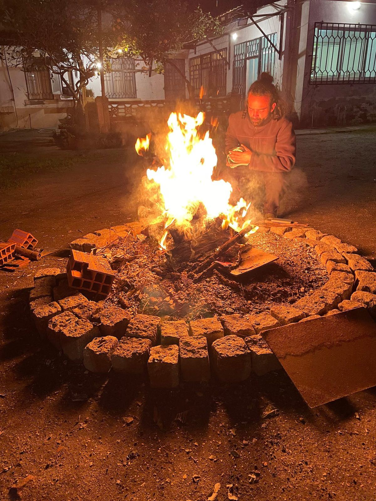 The fire pit at night