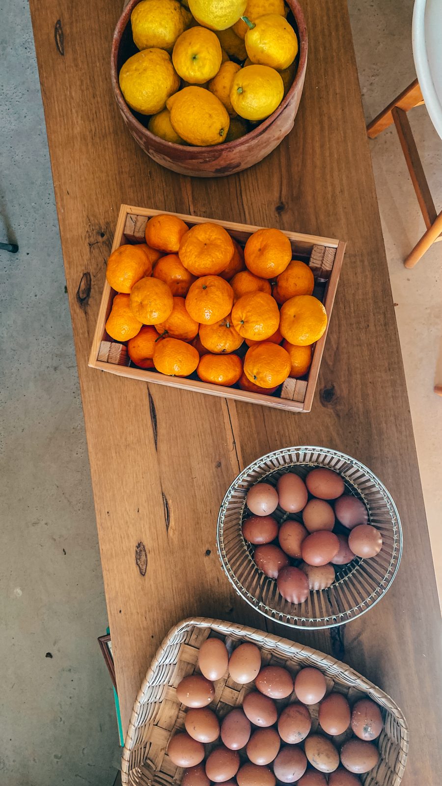 Oranges and eggs for breakfast