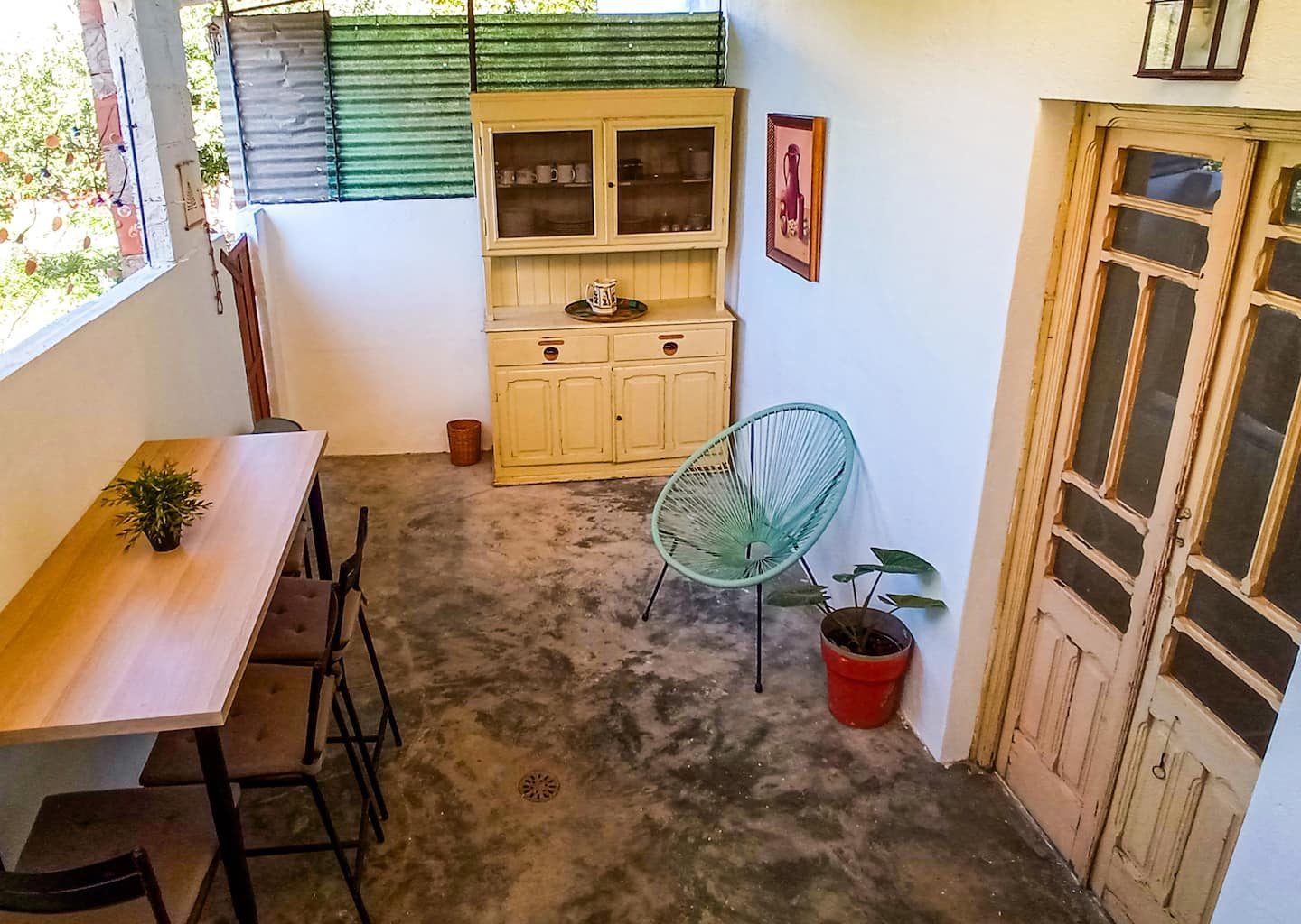 A table on the porch
